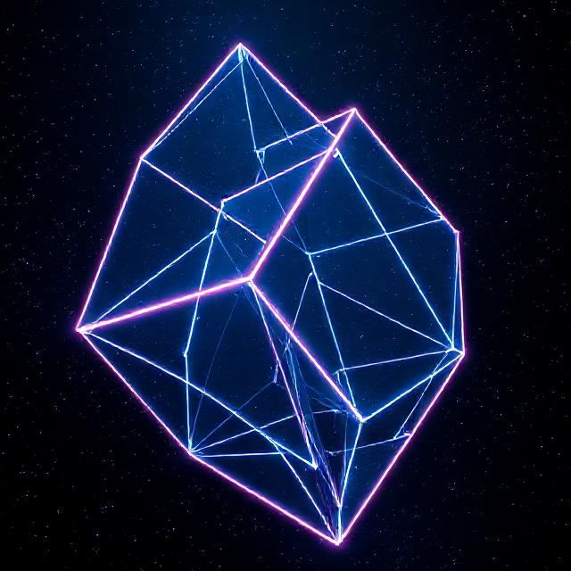 cosmic 3D geometric sculpture neon