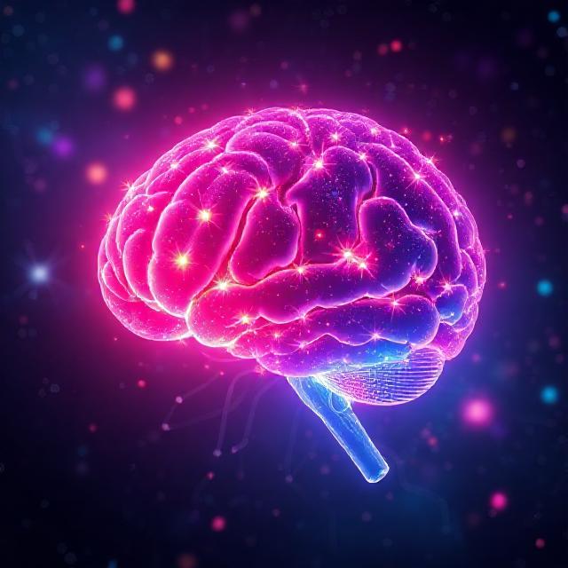 cosmic AI brain neural glow stars
