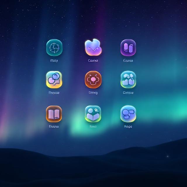 cosmic module icons aurora blobs